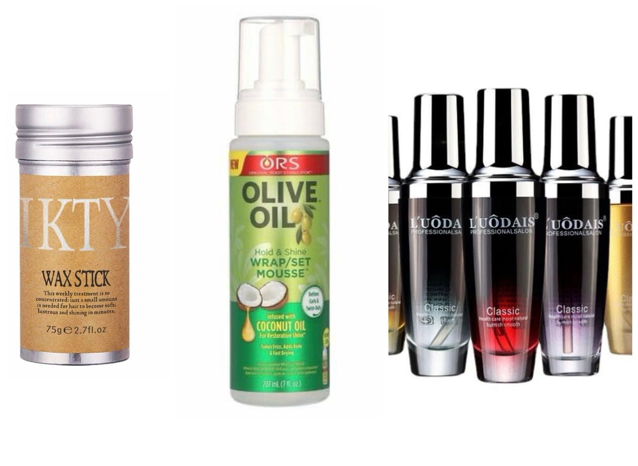 ⁠Hair spray, oils, pomade, curl keeper, mousse, wax stick