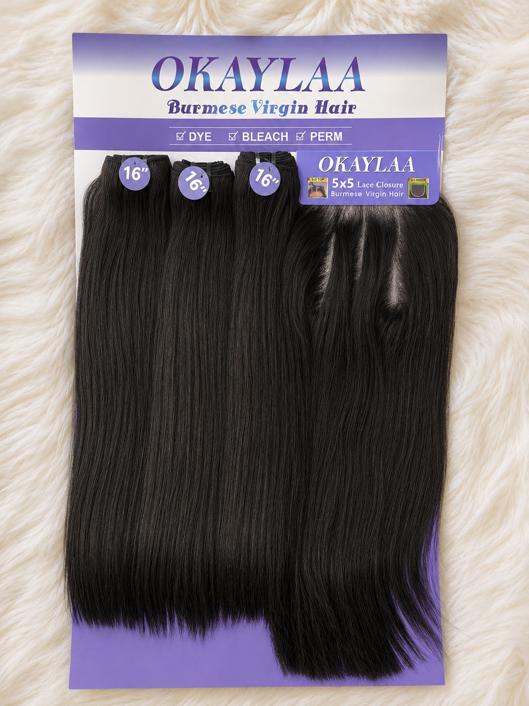 Okaylaa Bone Straight+ 5x5 closure