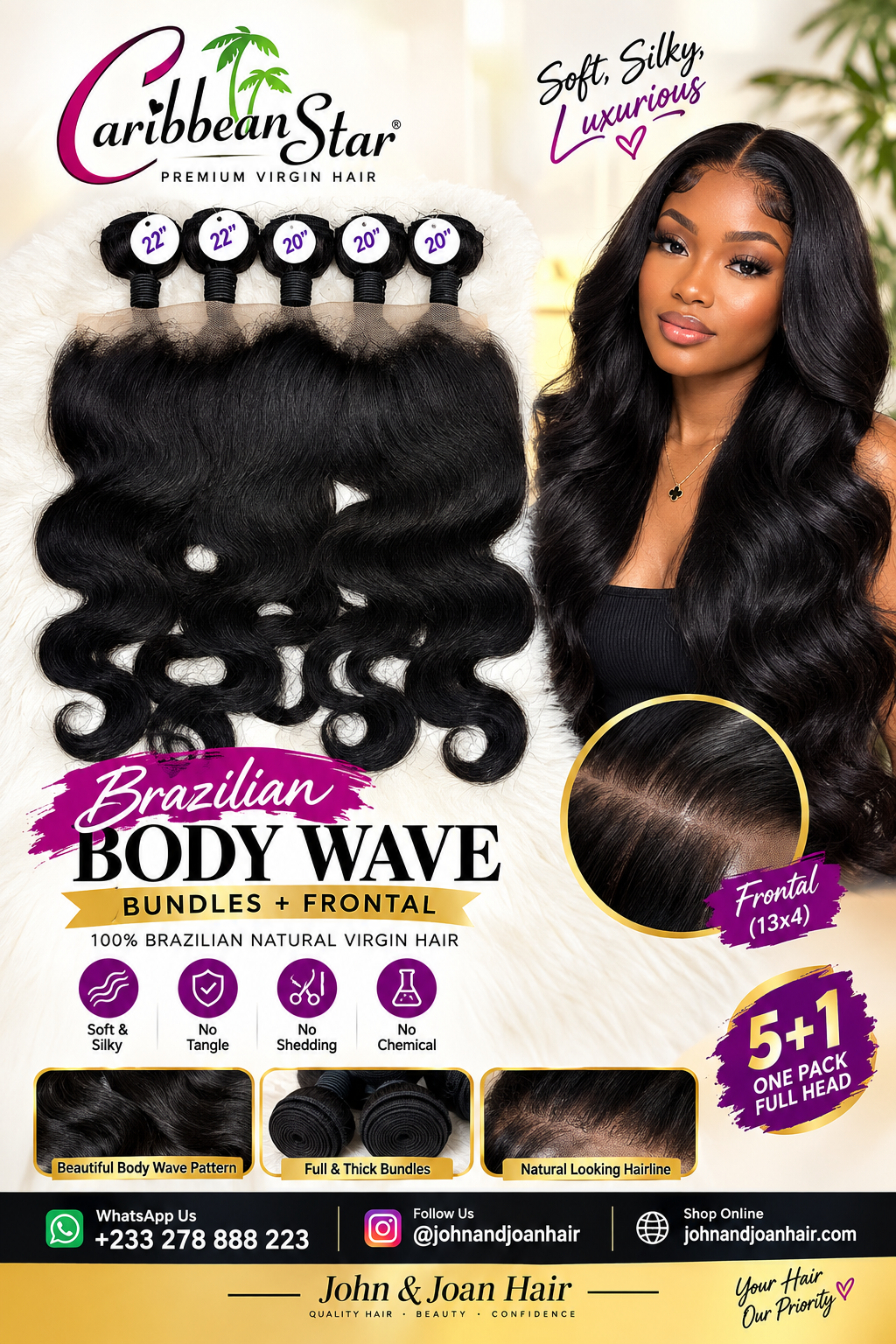 Carribbean Star Bodywave + 13x4 frontal