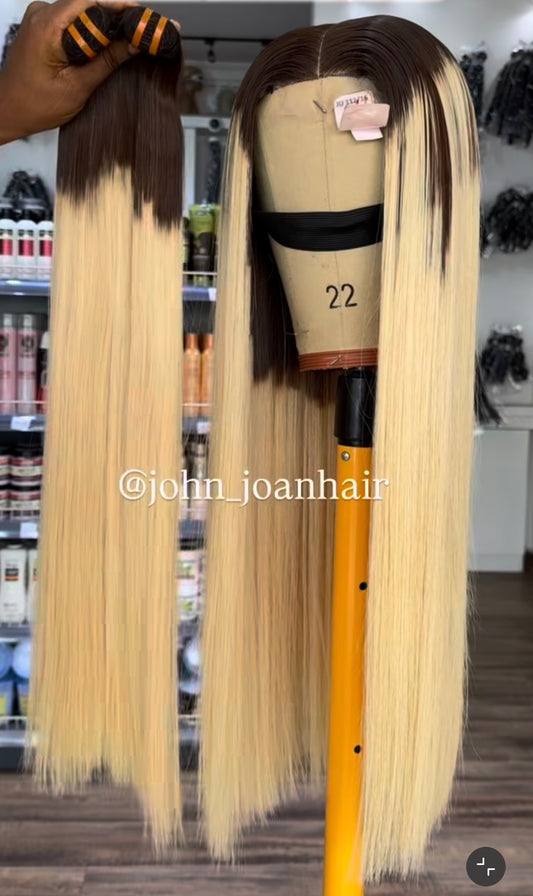 Vietnamese bone straight bundle color ombré blonde