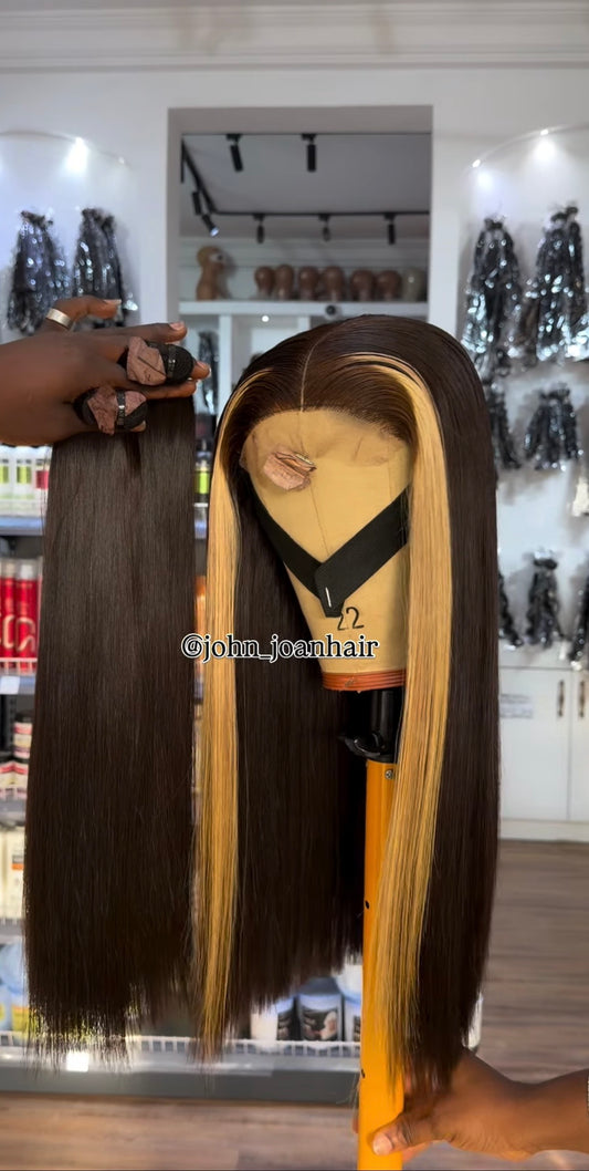 Vietnamese Bone Straight chocolate brown with highlight closure