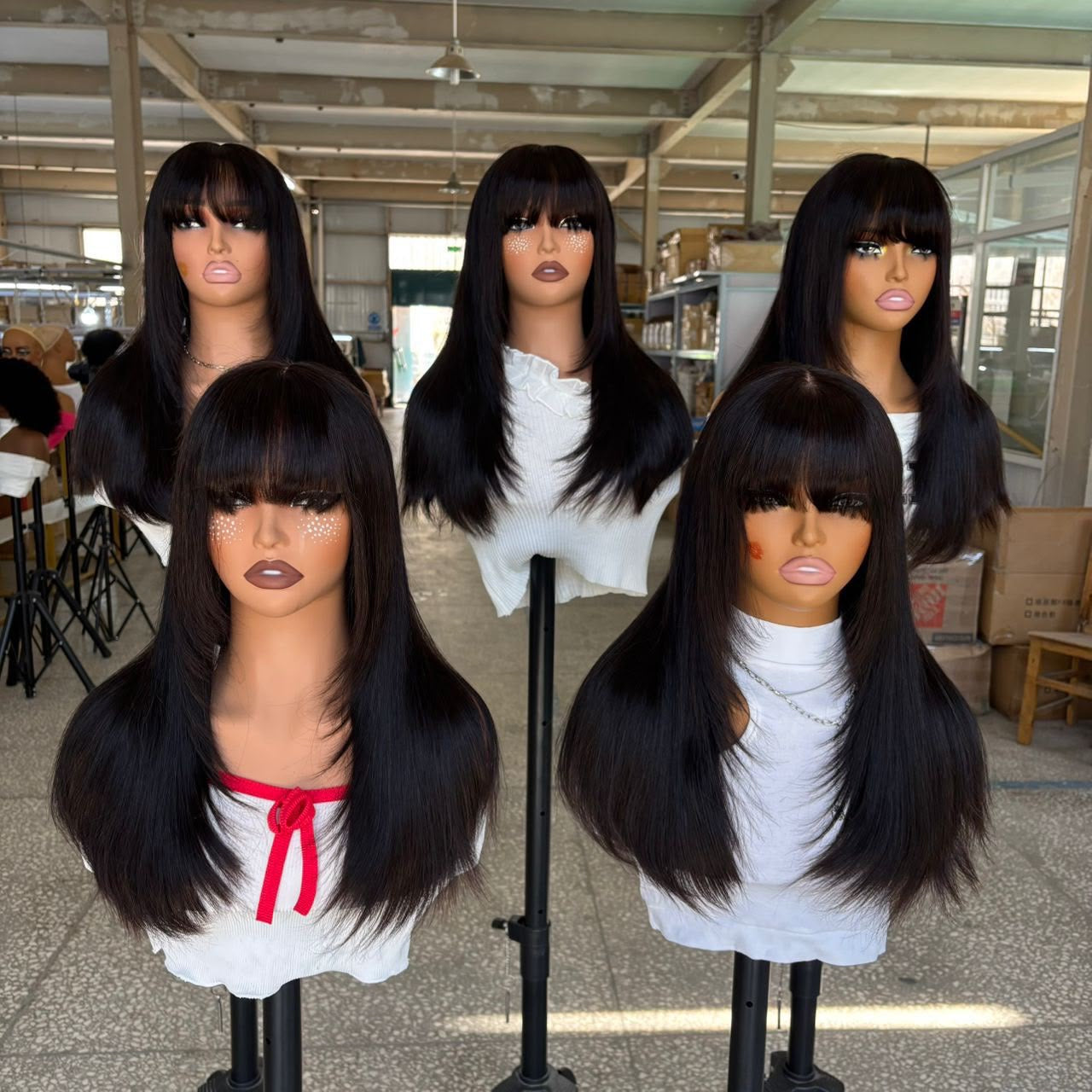 5x7 lace fringe bob wig blk TUNF
