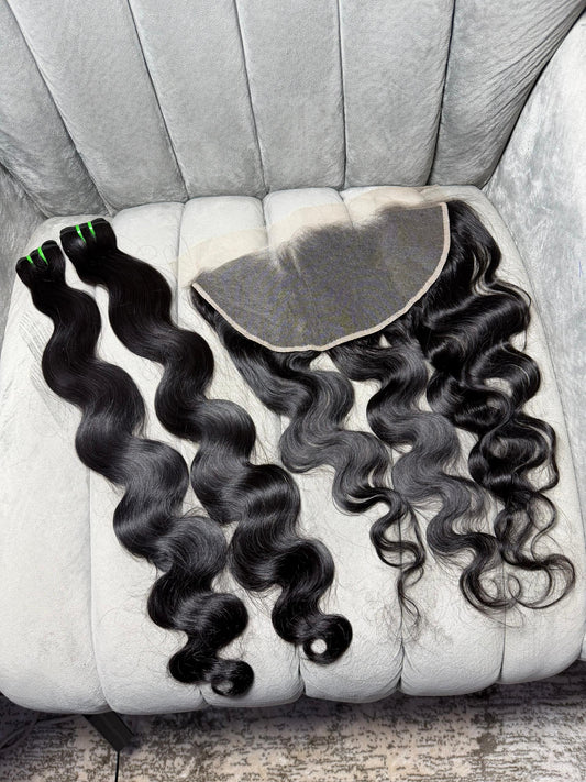 Peruvian SDD Bodywave bundles+ 13x6 matching frontal