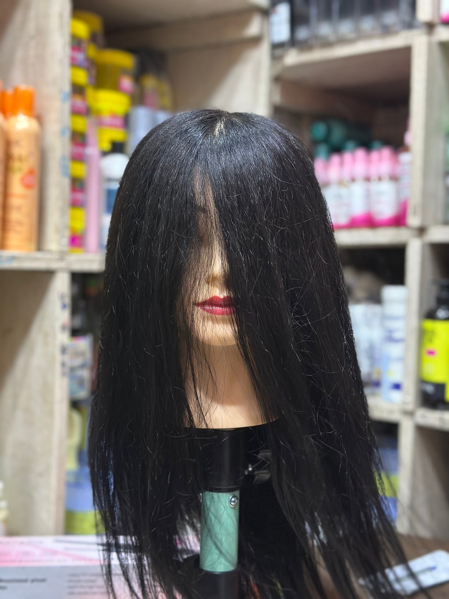 Toy head with human hair