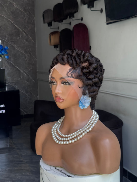 Finger Waves 13x4 Pixie Cut Wig
Col: black