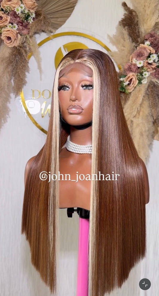 2x6 Bone Straight Wig color 613/4 CARO
